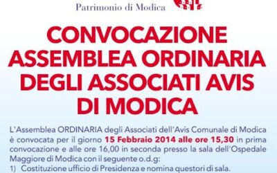 Assemblea ordinaria dell’Avis di Modica